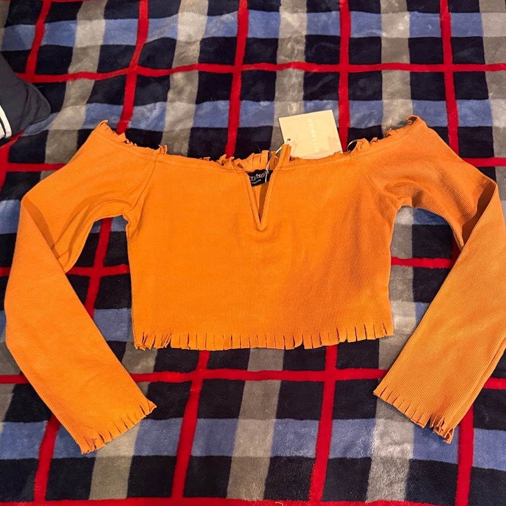 Rust Off-Shoulder Women's Crop Top (NWT)